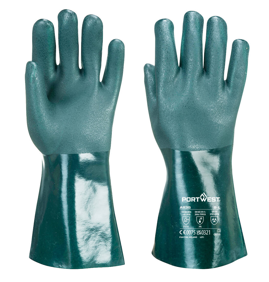 Dobbeldyppet PVC hanske 35cm Multipack (Pk12)