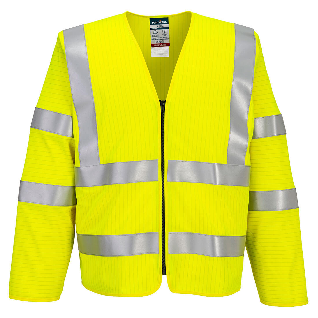 Bizflame Hi-Vis FR-vest med glidelås og lange ermer