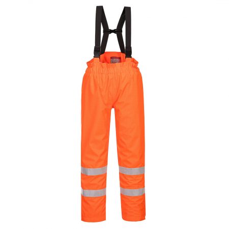 Bizflame Regnbukse - fôret - Hi-Vis anti-statisik FR bukse