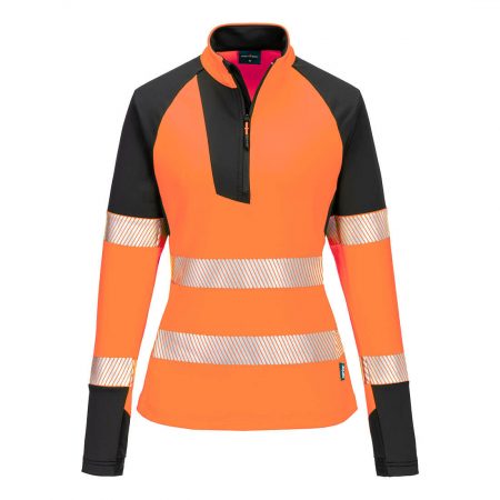 PW3 Hi-Vis dame 1/4-genser med glidelås