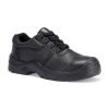 The ESF02 is a trusted and affordable safety shoe. The features steel toe cap protects against impact at toe area and the steel mid sole protects the wearer from underfoot sharp objects. The double density PU outsole offers comfort and great energy absorption properties. The outsole is also certified to the highest level of slip resistance and meets fuel and oil resistance requirements.