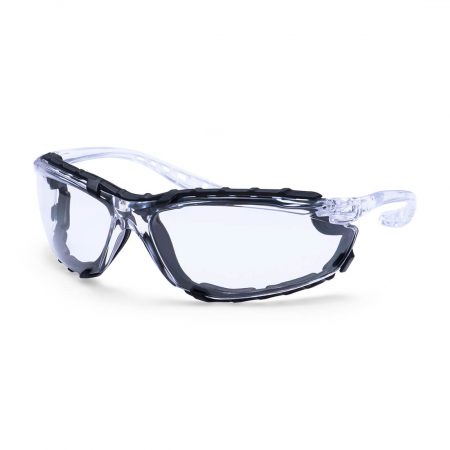 Super lightweight and durable glasses with sleek design. Additional removable inner gasket for additional shock protection, very helpful also when working in dusty environments. Slim side arms allow good compatibility with earmuffs. Metal-free style.