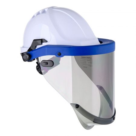 This class 2 arc visor is designed to protect eyes and face against the mechanical and thermal hazards of an arc flash during live working or when staying in the vicinity of live parts. The visor carrier is included and compatible with Portwest helmets PS53 and PS54.